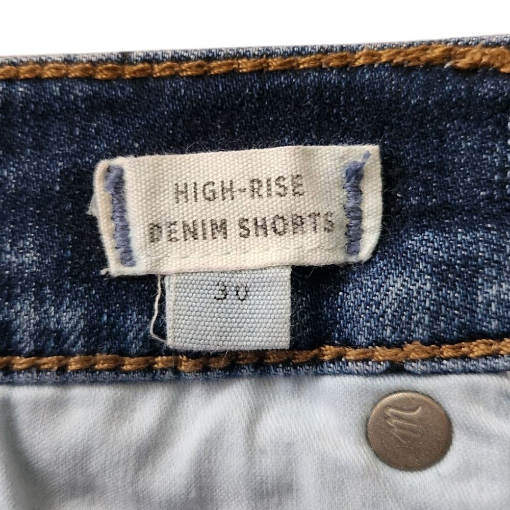 Madewell Women's Blue Denim Shorts High-Rise Heart Printed Fray Hem Size 30 (M) - Picture 8 of 15